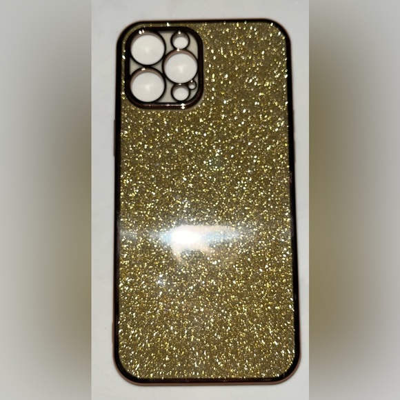 iPhone 12 ProMax Soft Gold Glitter Phone Case with Astronaut Holder NWT - Picture 2 of 8
